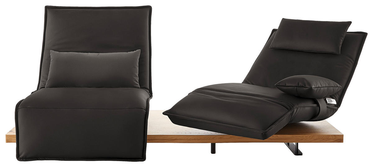 2-SITZER-SOFA Echtleder Graubraun  - Eichefarben/Graubraun, Natur, Leder/Holz (240/63/115cm) - Koinor