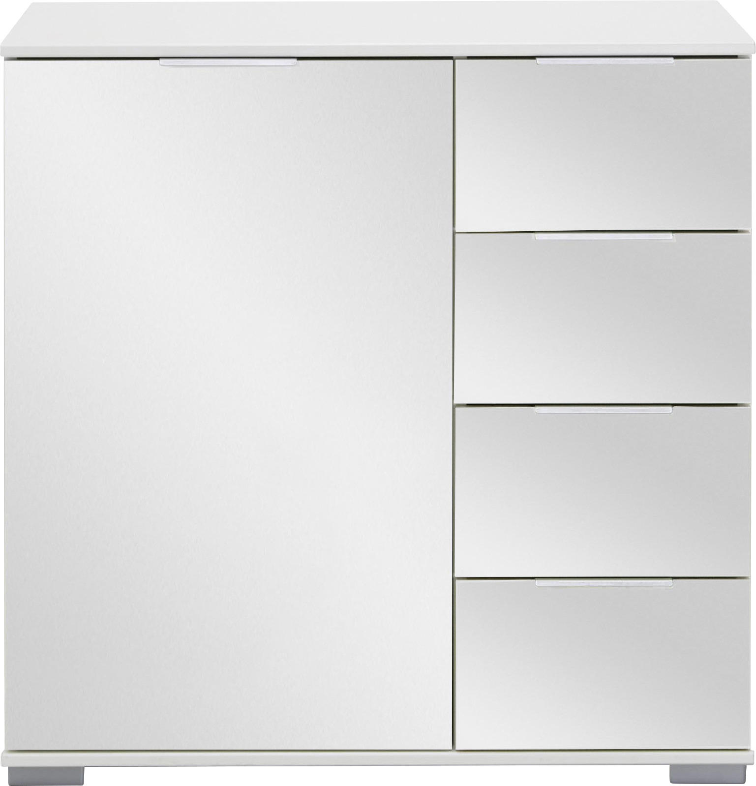 KOMMODE Weiß - Alufarben/Weiß, Design, Glas/Holzwerkstoff (81/83/41cm) - Livetastic