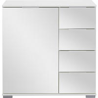 KOMMODE 81/83/41 cm  in Weiss  - Weiss/Alufarben, Design, Glas/Holzwerkstoff (81/83/41cm) - Livetastic