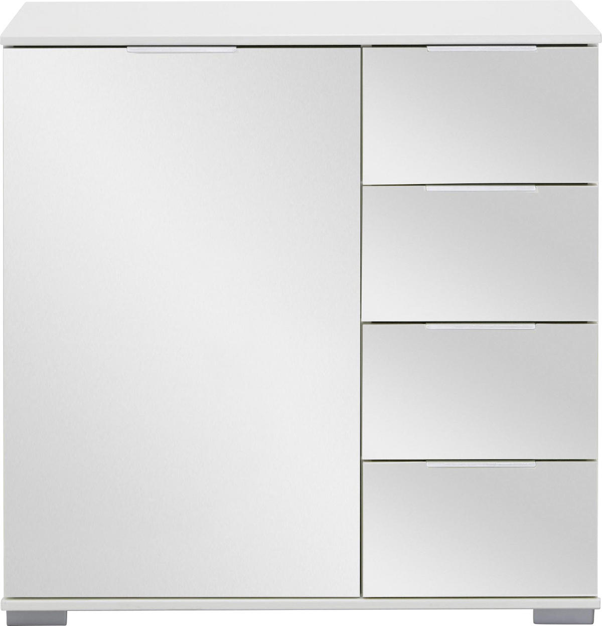 KOMMODE 81/83/41 cm  in Weiss  - Weiss/Alufarben, Design, Glas/Holzwerkstoff (81/83/41cm) - Livetastic