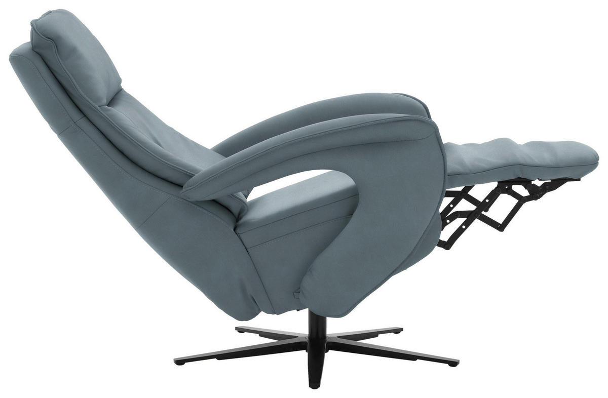 RELAXSESSEL in Leder Blaugrau  - Blaugrau/Schwarz, Design, Leder/Metall (77/110/87cm) - Valdera