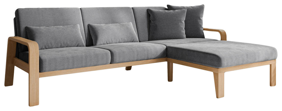ECKSOFA in Struktur Grau  - Naturfarben/Grau, Konventionell, Holz/Textil (264/178cm) - Sit & More