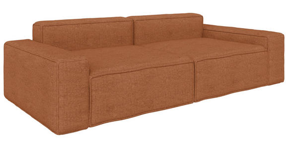 SCHLAFSOFA  mit Liegefunktion, Schlafen auf Sitzhöhe, Rücken echt Webstoff Rostfarben  - Rostfarben/Schwarz, KONVENTIONELL, Kunststoff/Textil (256/83/115cm) - Carryhome