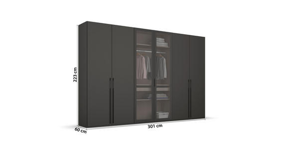 DREHTÜRENSCHRANK in Graphitfarben - Graphitfarben, Trend, Glas/Holzwerkstoff (301/223/60cm) - Novel