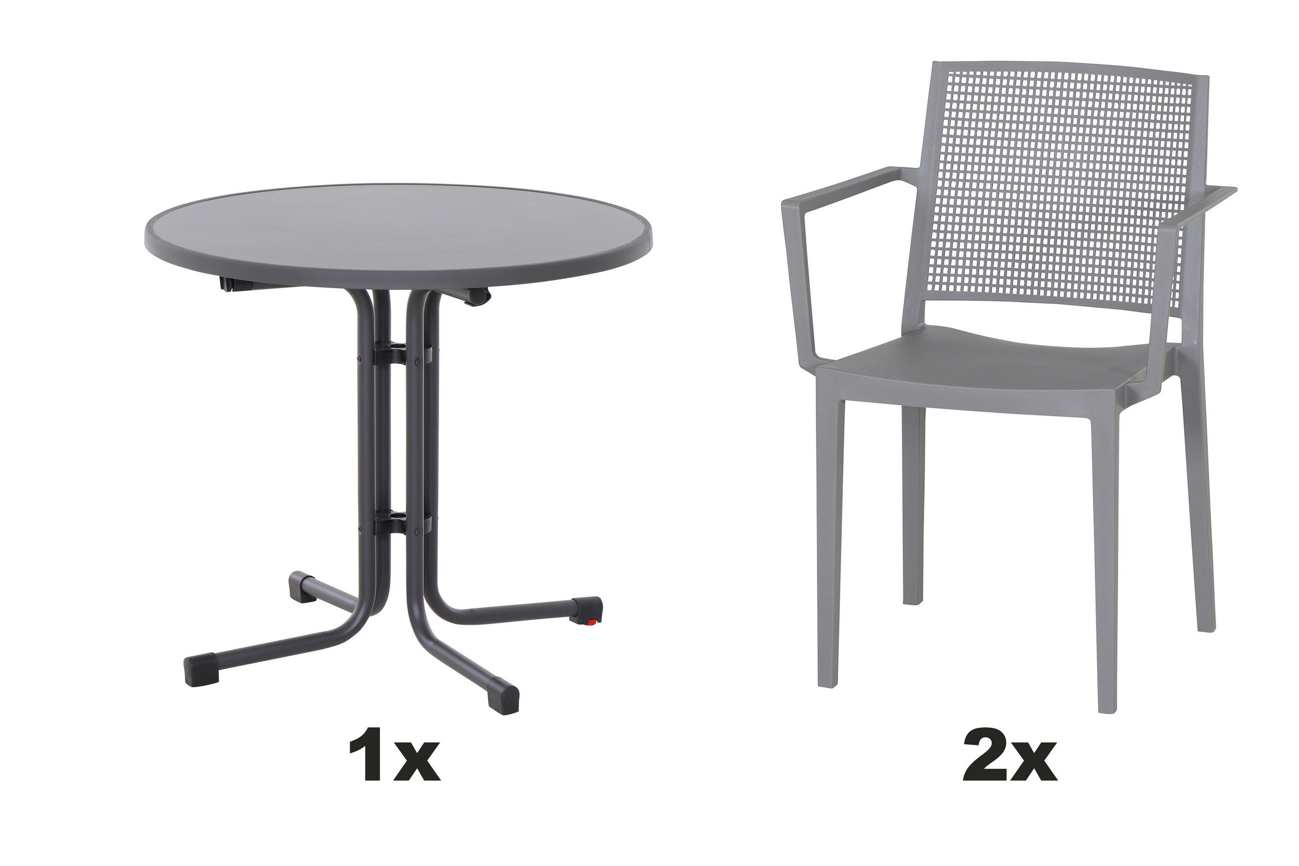 GARTENGARNITUR 3-teilig  - Anthrazit/Grau, Basics, Holzwerkstoff/Kunststoff (80/80/80cm) - Siena Garden