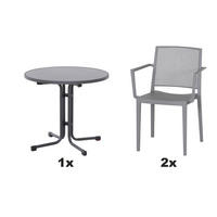 GARTENGARNITUR 3-teilig  - Anthrazit/Grau, Basics, Holzwerkstoff/Kunststoff (80/80/80cm) - Siena Garden