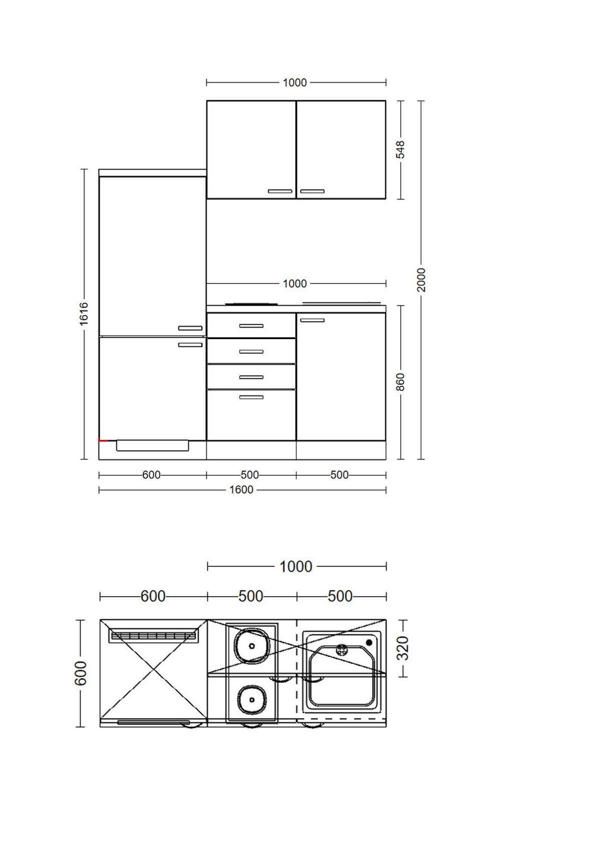 KÜCHENBLOCK 160 cm   in Kaschmir  - Kaschmir/Edelstahlfarben, MODERN, Holzwerkstoff/Metall (160cm) - FlexWell
