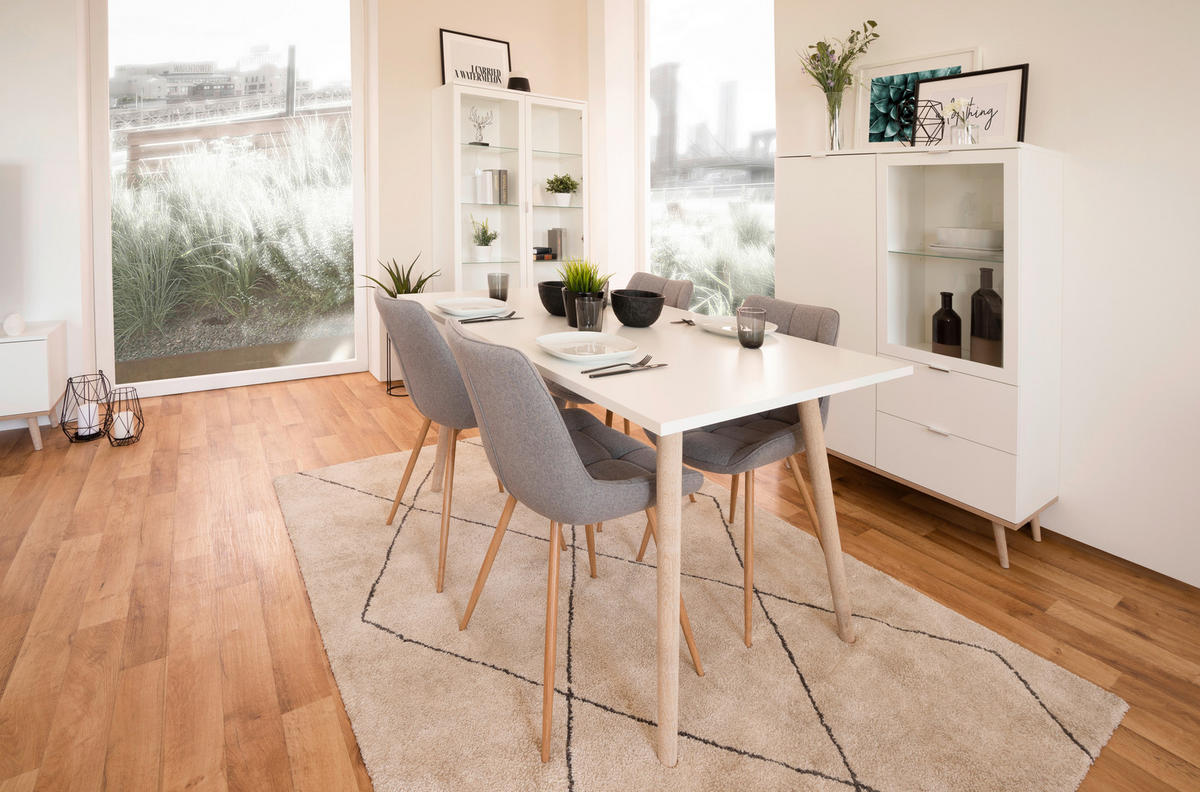 HIGHBOARD 100/140/40 cm  - Weiss/Eichefarben, Konventionell, Glas/Holz (100/140/40cm) - MID.YOU