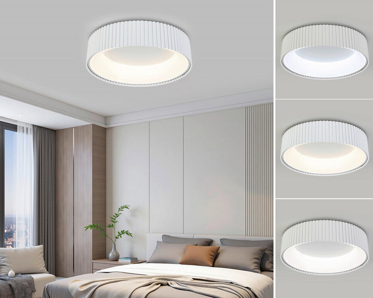 DECKENLEUCHTE  47/12,5 cm    - Weiß, Design, Kunststoff/Metall (47/12,5cm) - Collet's Monde