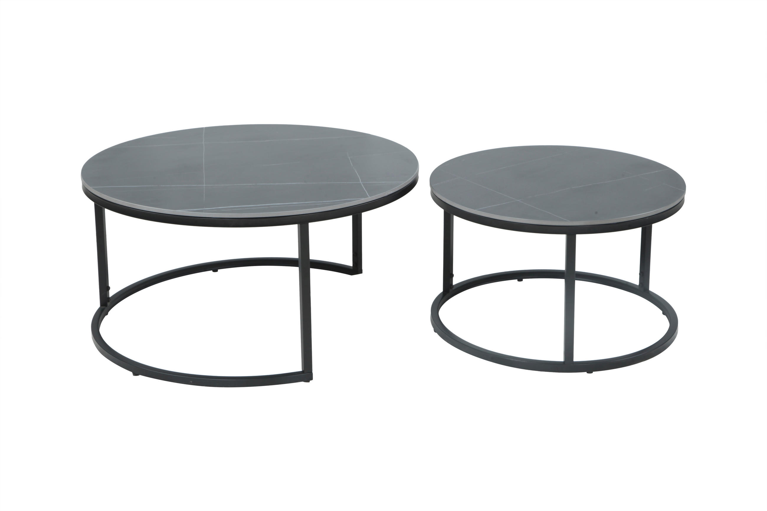 COUCHTISCHSET  - Schwarz, Design, Stein/Metall (80/60/41/37cm) - Livetastic