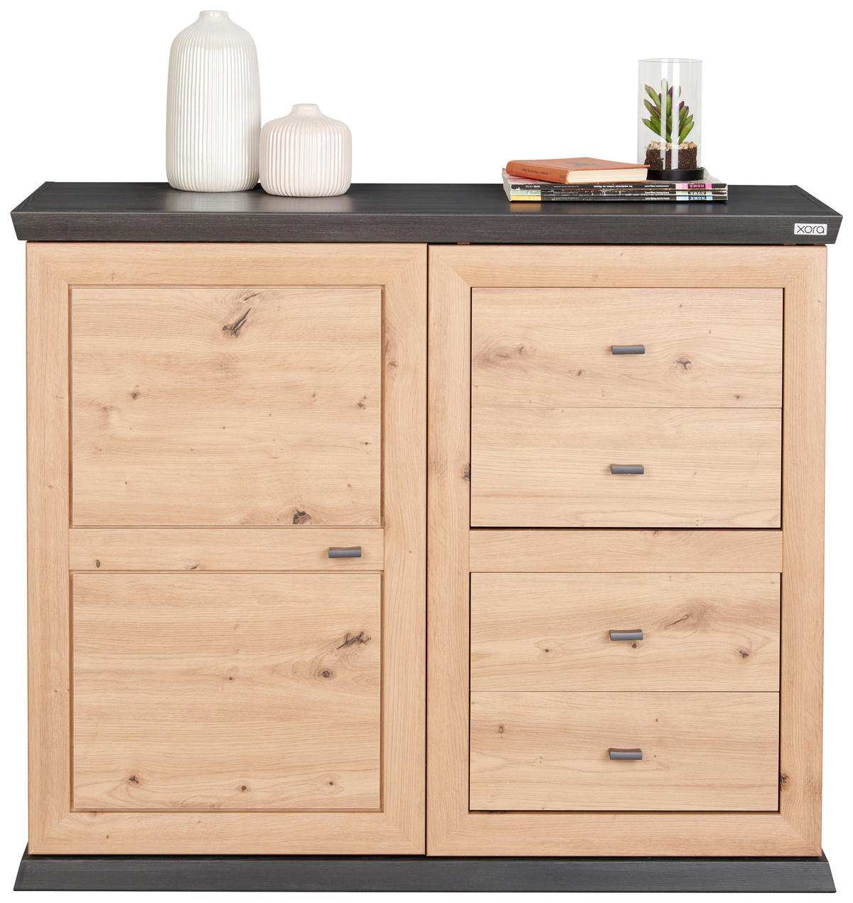 KOMMODE 108/89,5/43 cm  in Eichefarben, Dunkelgrau  - Dunkelgrau/Eichefarben, Lifestyle, Holzwerkstoff/Metall (108/89,5/43cm) - Xora