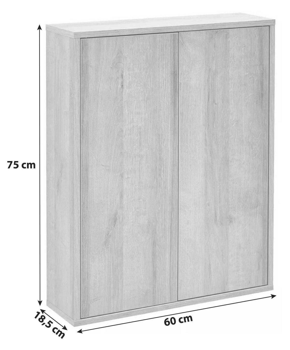 HÄNGESCHRANK 60/75/18,5 cm  - Eichefarben/Weiß, MODERN, Glas/Holzwerkstoff (60/75/18,5cm) - MID.YOU