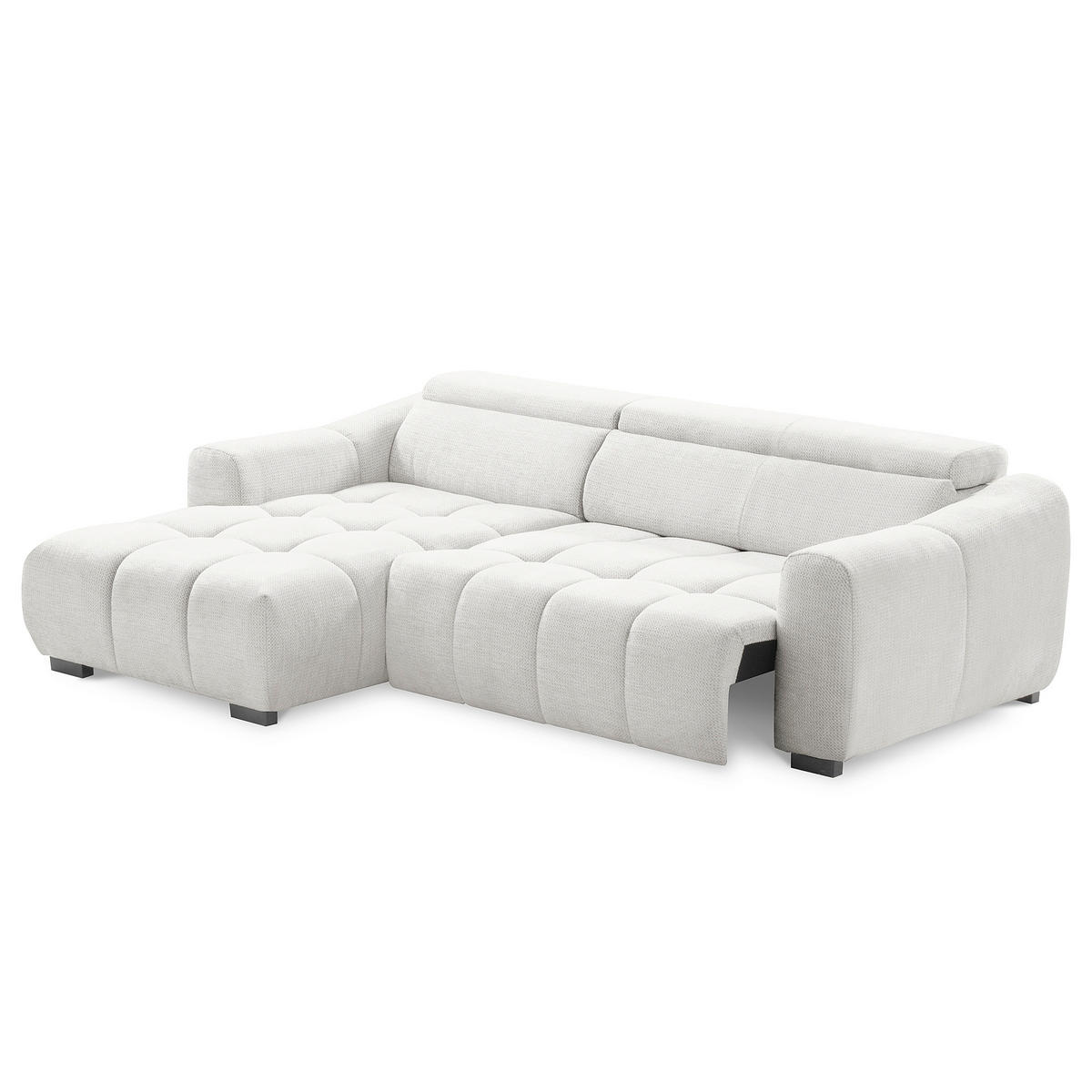 ECKSOFA  Webstoff Silberfarben  - Silberfarben/Schwarz, Design, Kunststoff/Textil (177/274cm) - Livetastic