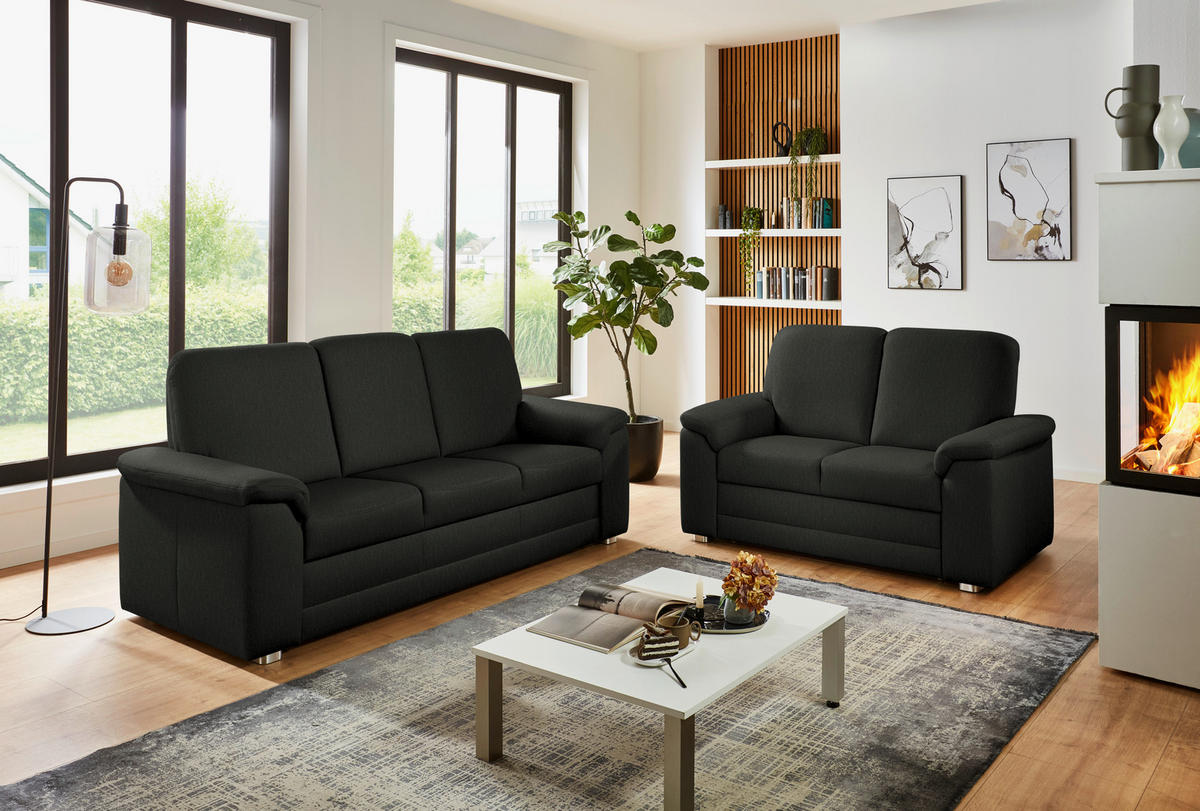 2-SITZER-SOFA Chenille Anthrazit  - Anthrazit/Alufarben, Konventionell, Textil/Metall (156/96/89cm) - Beldomo Comfort