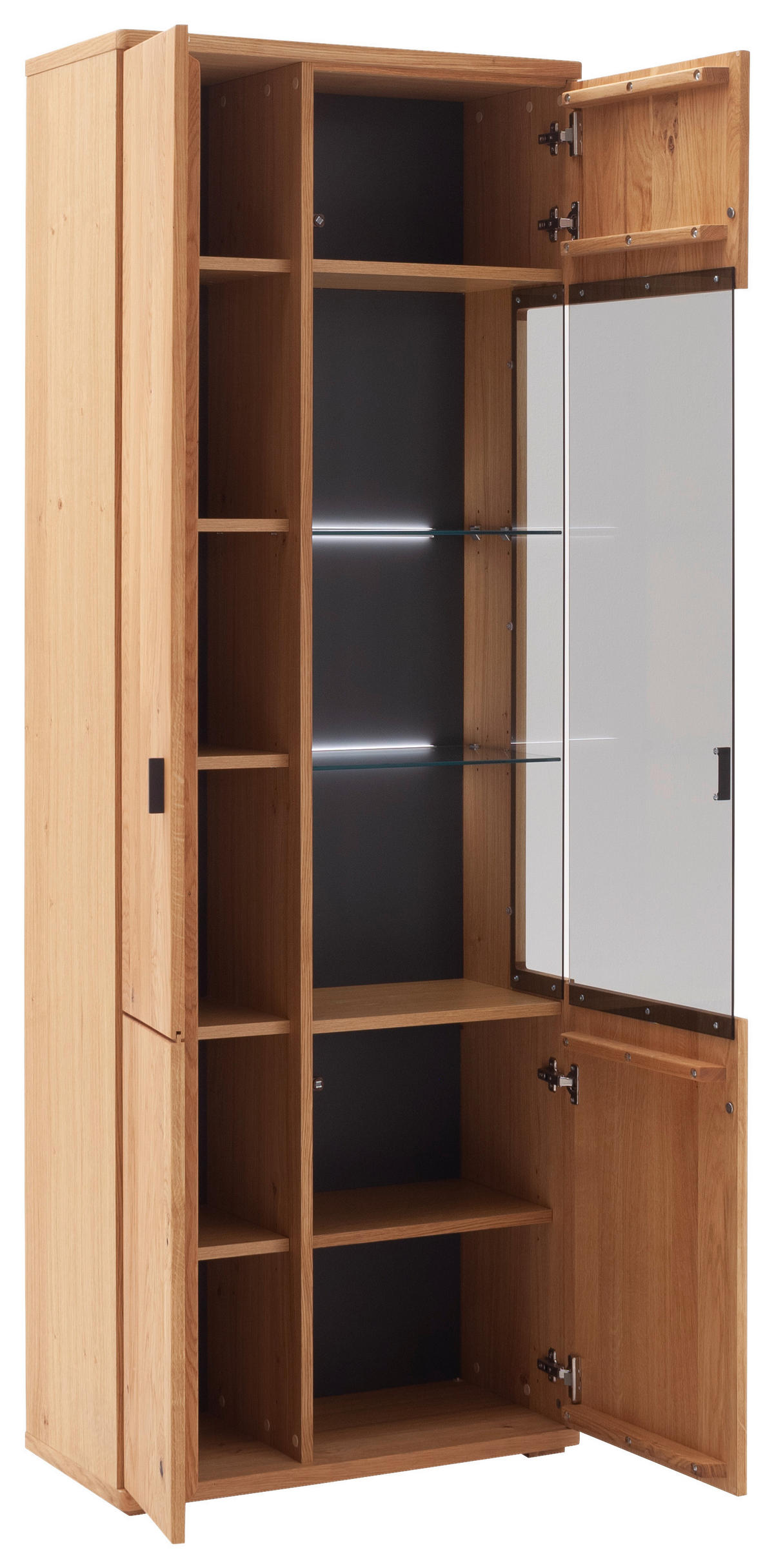 VITRINE Wildeiche  75/209/37 cm  - Wildeiche/Anthrazit, Natur, Glas/Holz (75/209/37cm) - Linea Natura