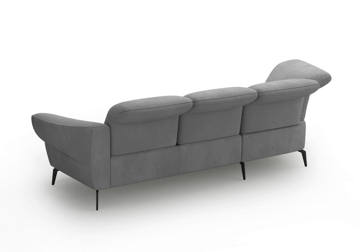 ECKSOFA in Flachgewebe Grau  - Schwarz/Grau, Modern, Textil/Metall (208/313cm) - Sit & More