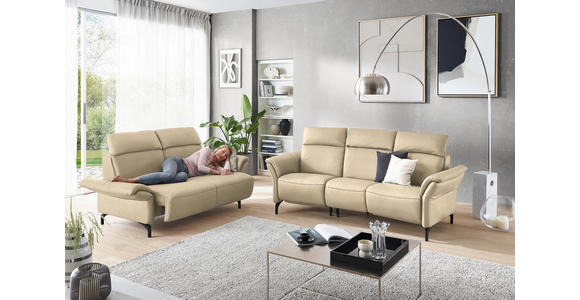 2-SITZER-SOFA in Mikrofaser Ecru - Ecru/Schwarz, KONVENTIONELL, Textil/Metall (178/103/92cm) - Dieter Knoll