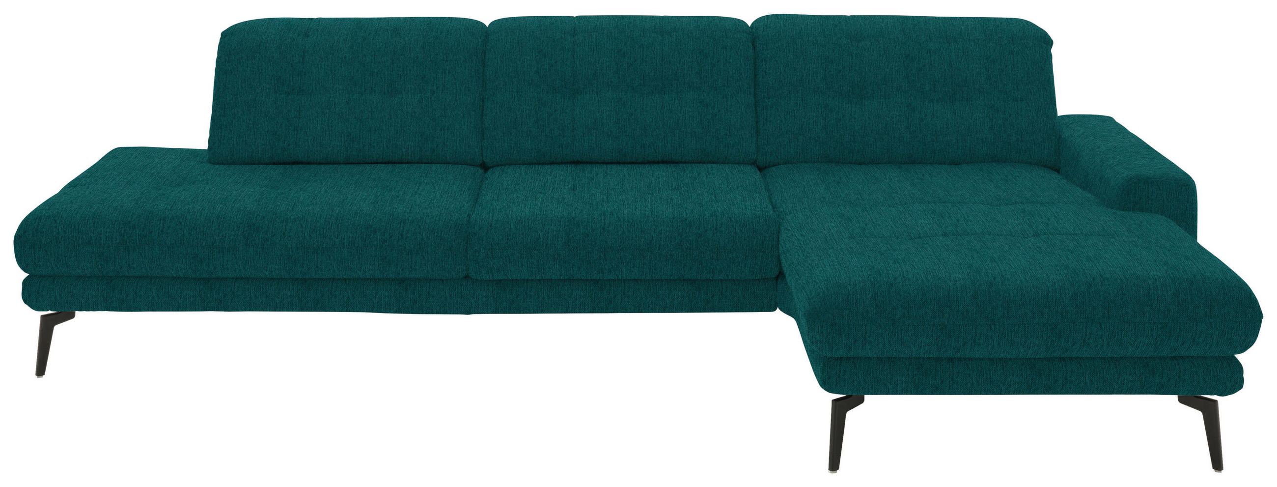 ECKSOFA in Flachgewebe Petrol  309/190 cm  - Petrol/Schwarz, Design, Textil/Metall (309/190cm) - Beldomo Style