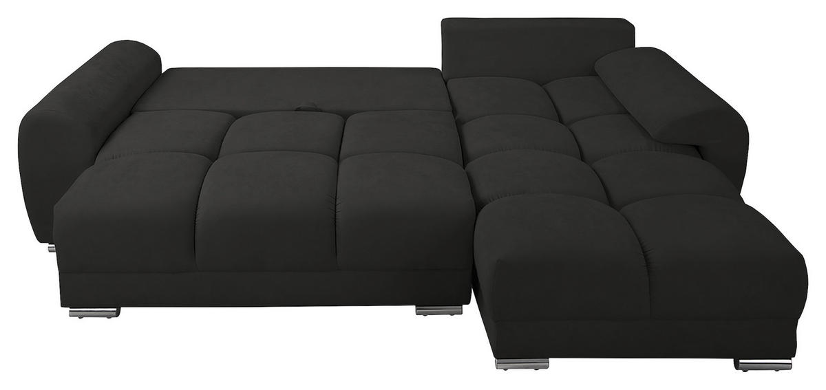 ECKSOFA in Mikrofaser Dunkelgrau  - Dunkelgrau/Silberfarben, Design, Textil/Metall (256/175cm) - Livetastic