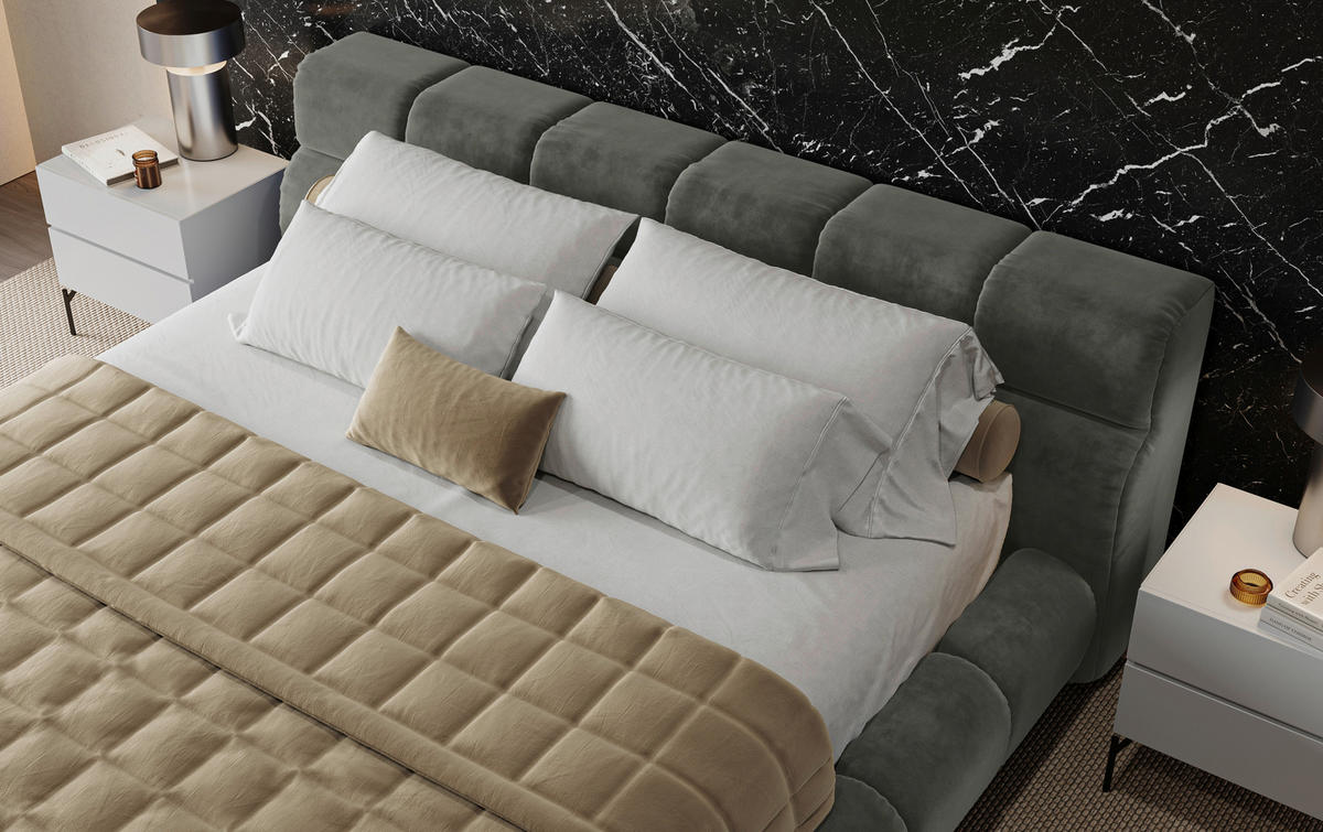 POLSTERBETT 200/200 cm,  in Dunkelgrau,  - Dunkelgrau/Schwarz, Design, Textil/Metall (200/200cm) - Belluti