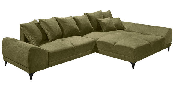 ECKSOFA in Webstoff Olivgrün  - Schwarz/Olivgrün, KONVENTIONELL, Kunststoff/Textil (310/185cm) - Carryhome