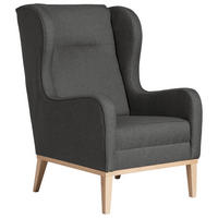 OHRENSESSEL in Flachgewebe Anthrazit  - Anthrazit/Naturfarben, Konventionell, Holz/Textil (66/104/78cm) - Max Winzer