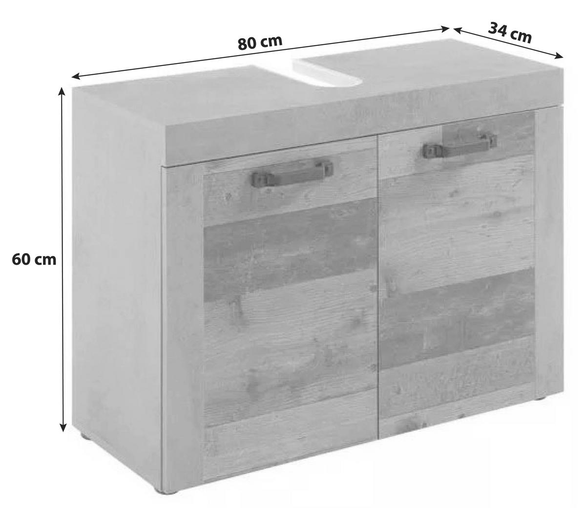 WASCHBECKENUNTERSCHRANK 80/60/34 cm  - Eichefarben/Anthrazit, MODERN, Holzwerkstoff/Kunststoff (80/60/34cm) - MID.YOU