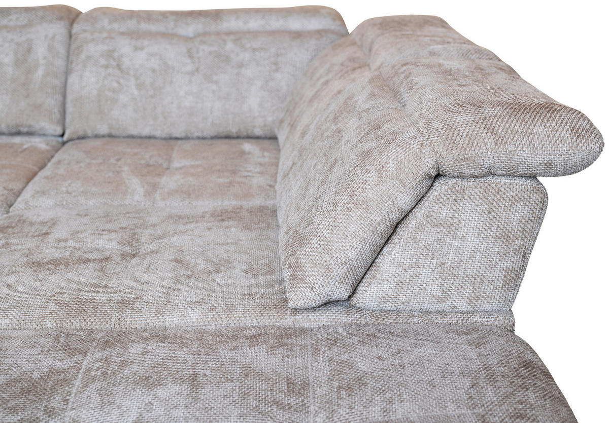 WOHNLANDSCHAFT Beige Struktur  - Beige/Schwarz, KONVENTIONELL, Textil/Metall (188/357/253cm) - Carryhome