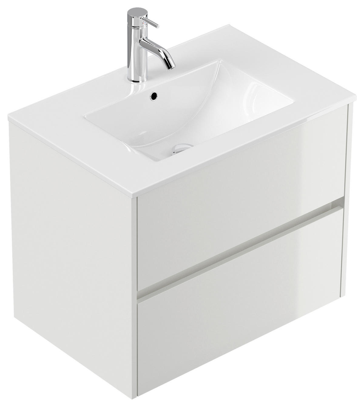 WASCHTISCHKOMBI  - Weiß Hochglanz/Weiß, MODERN, Keramik/Holzwerkstoff (71/58,7/46,5cm) - MID.YOU