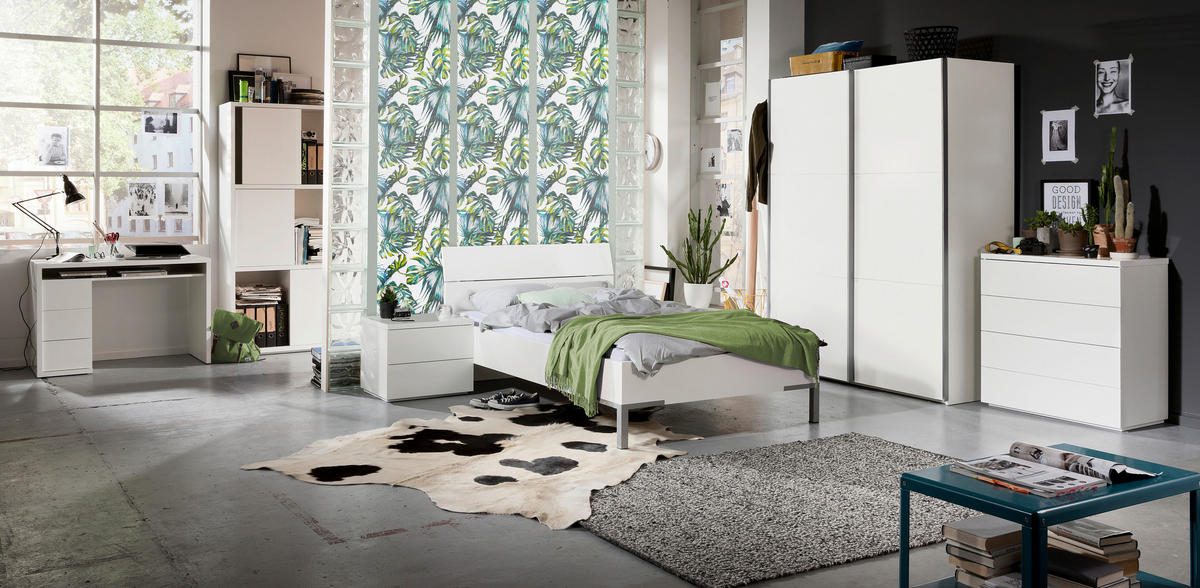 POSTELJA 90 cm   x 200 cm  , leseni material bela  - siva/bela, Konvencionalno, kovina/leseni material (90/200cm) - Xora