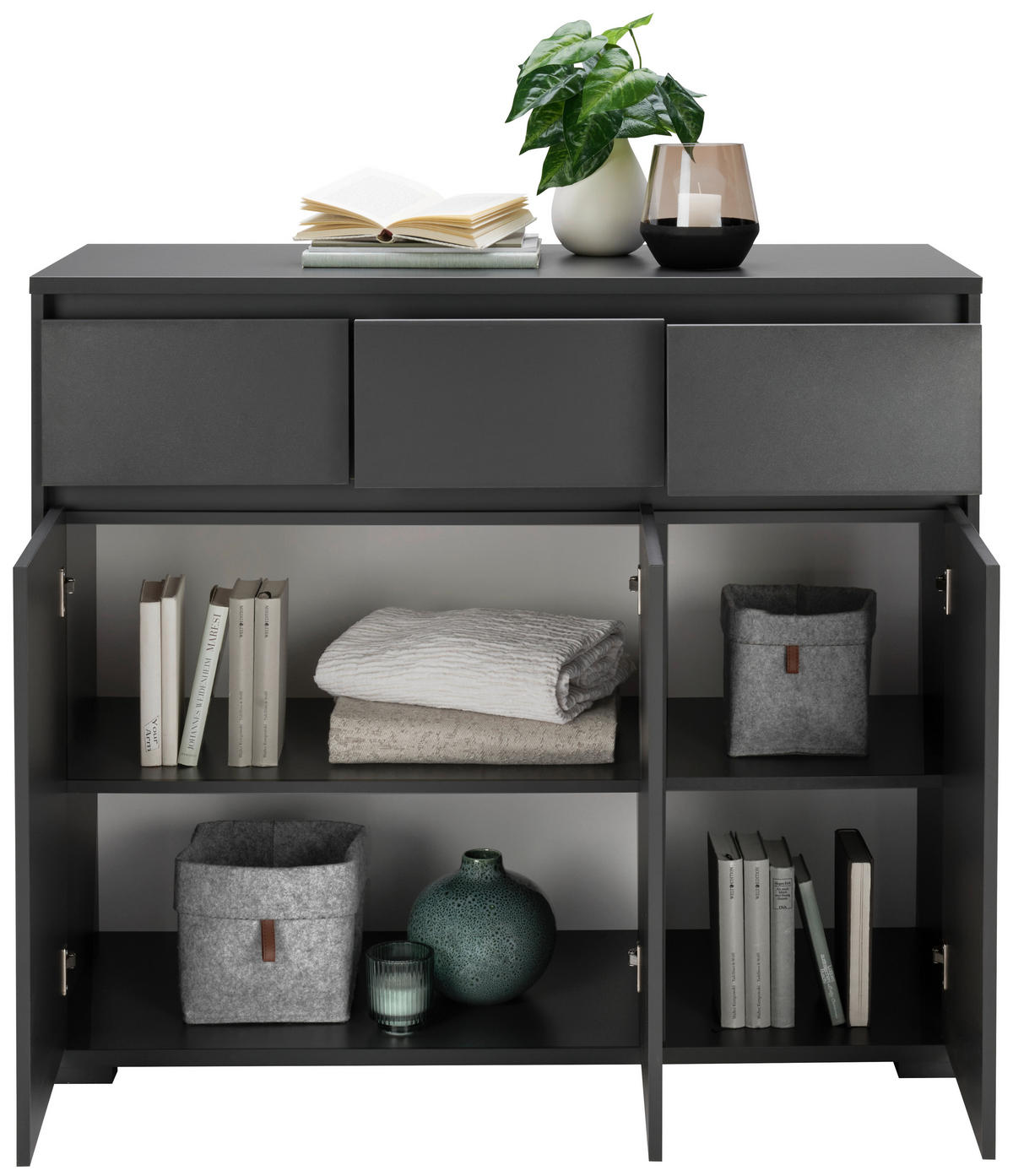 KOMODA  120/103/48 cm  antracit  - antracit, Dizajnerski, pločasti materijal/plastika (120/103/48cm) - Carryhome
