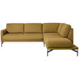 ECKSOFA in Flachgewebe, Struktur Gelb, Grün  - Anthrazit/Gelb, Design, Textil/Metall (254/230cm) - Ambiente