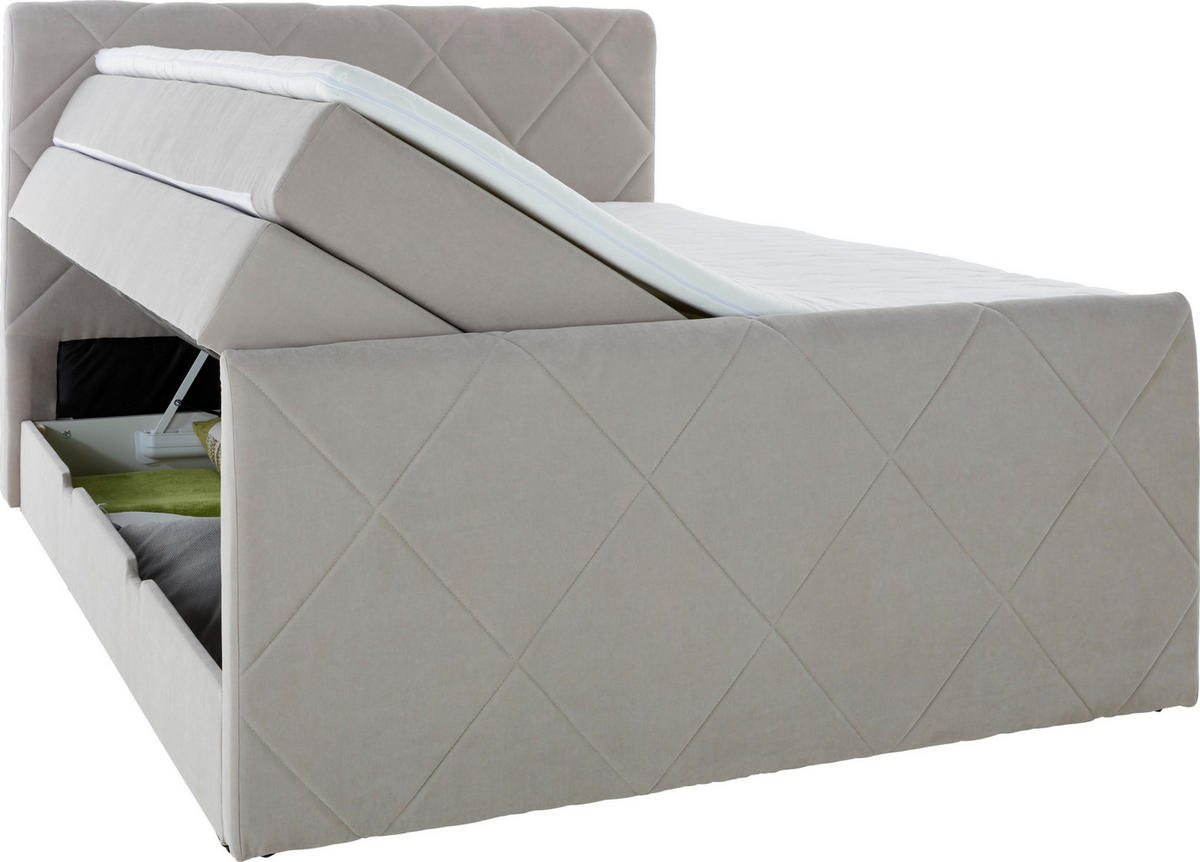 BOXSPRINGBETT 140/200 cm  in Grau  - Schwarz/Grau, Trend, Kunststoff/Textil (140/200cm) - Xora