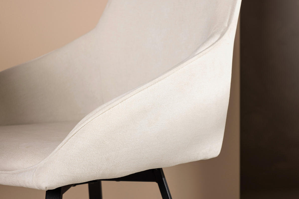 STUHL-SET 2 Stück  in Stahl Textilgeflecht Metall, Textil  - Beige/Schwarz, Design, Textil/Metall (55/88/60cm) - Livetastic