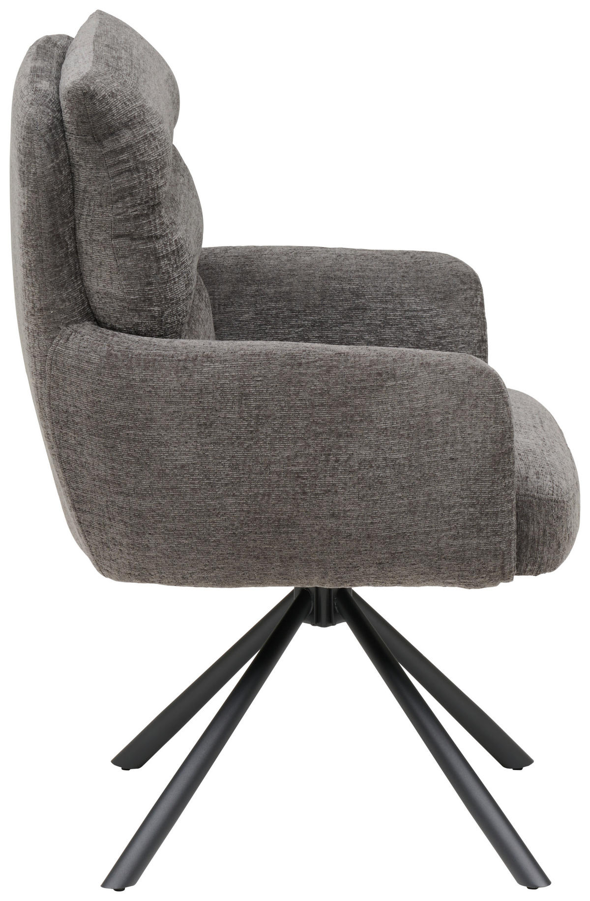 ARMLEHNSTUHL  Sitzfläche 180° drehbar Webstoff  - Schwarz/Grau, MODERN, Textil/Metall (57/95/65cm) - MID.YOU