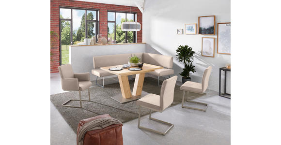 ECKBANK 208/160 cm  in Edelstahlfarben, Greige  - Edelstahlfarben/Greige, Design, Textil/Metall (208/160cm) - Dieter Knoll