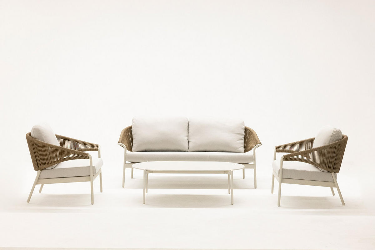 GARTENSET 4-teilig  - Beige/Naturfarben, MODERN, Keramik/Kunststoff - Amatio