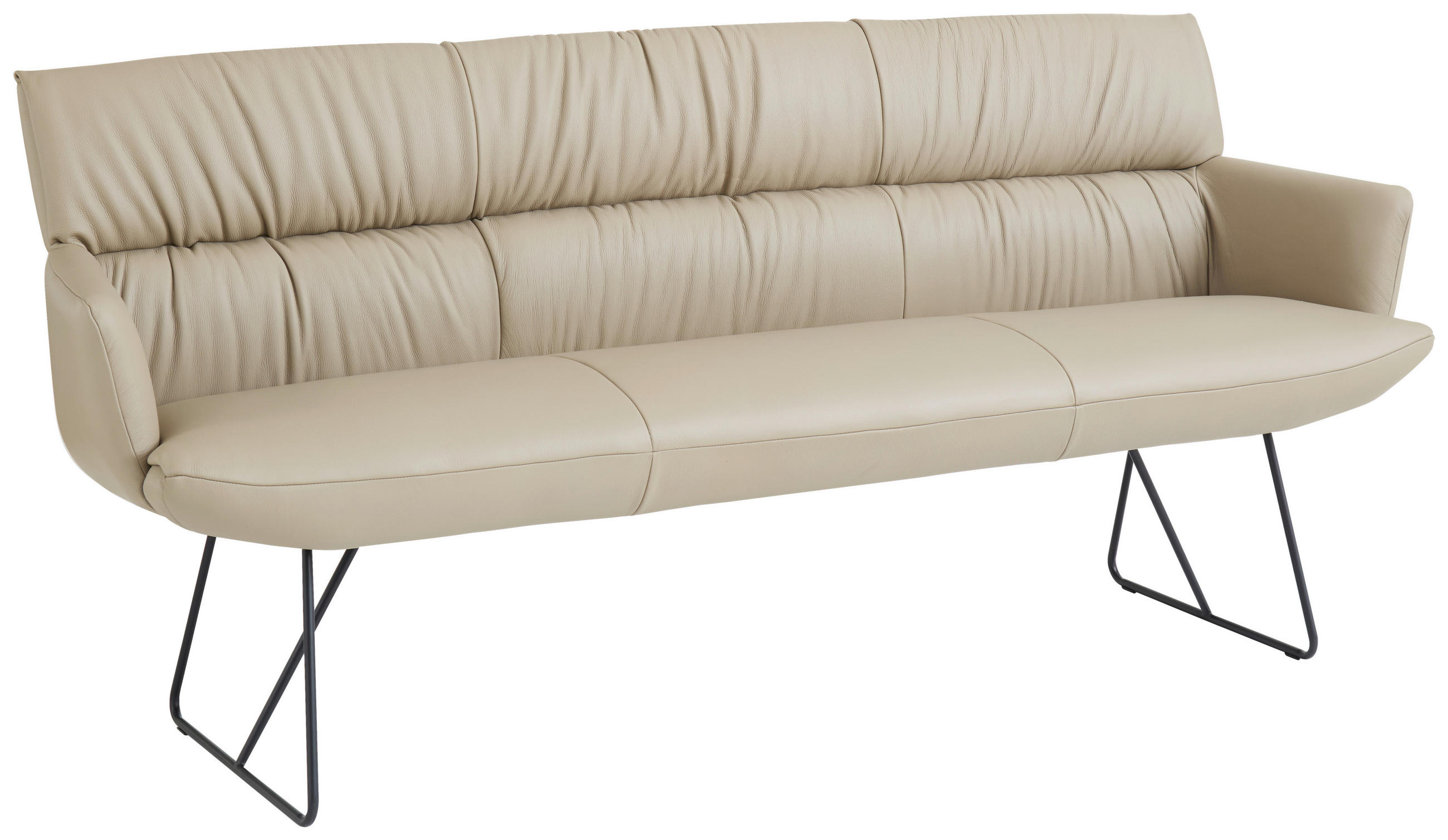 SITZBANK 200/89/66 cm Echtleder Schwarz, Cappuccino  - Schwarz/Cappuccino, Design, Leder/Metall (200/89/66cm) - Dieter Knoll