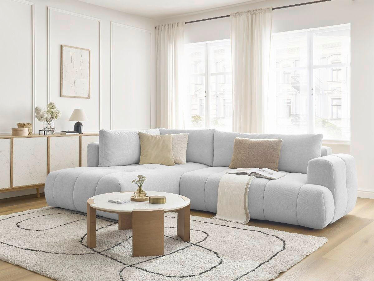 ECKSCHLAFSOFA FUJI Leinenoptik Hellgrau  inkl.  - Hellgrau/Schwarz, MODERN, Kunststoff/Textil (204/282cm)