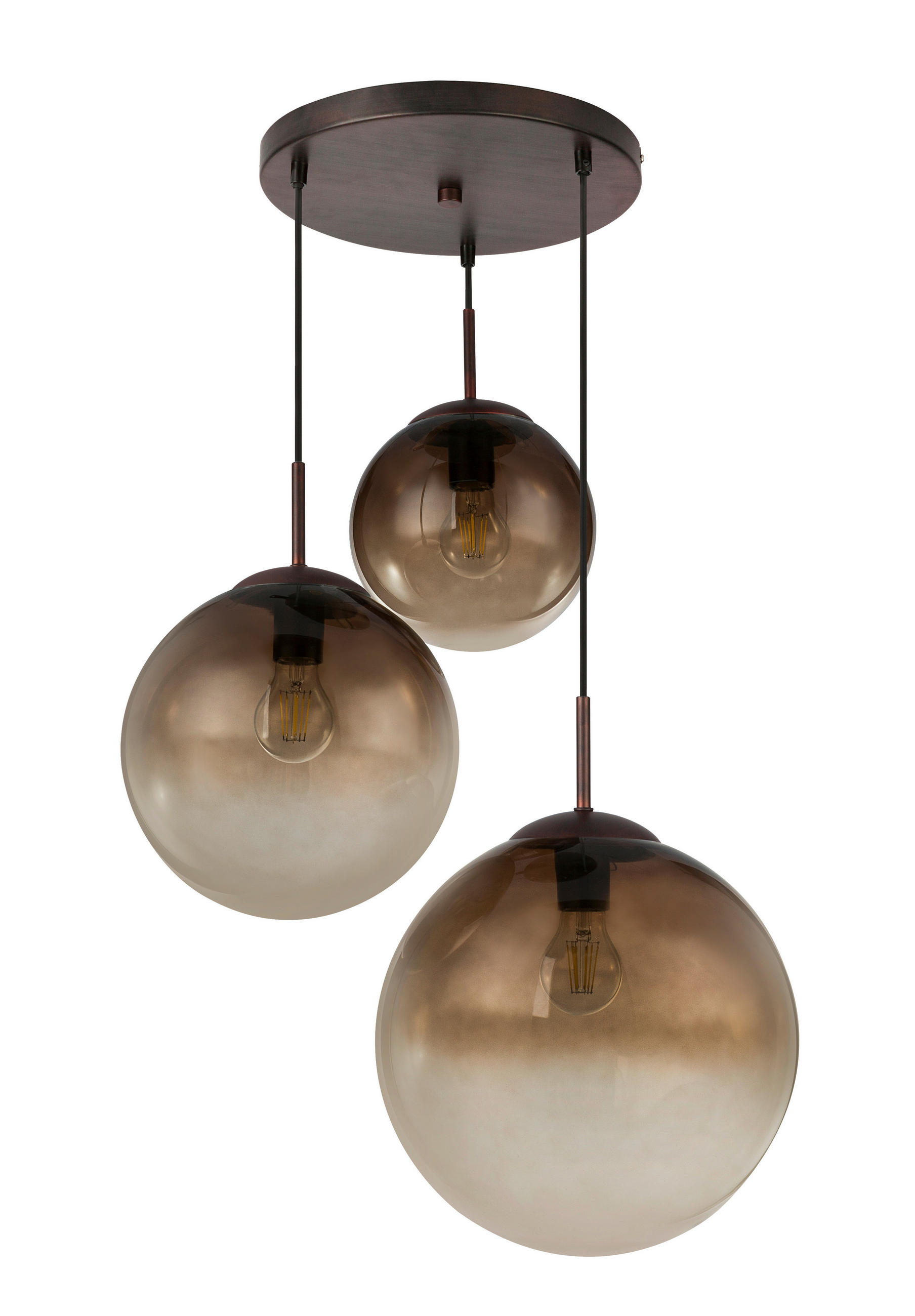 HÄNGELEUCHTE VARUS 51/120 cm  - Bernsteinfarben/Braun, Design, Glas/Metall (51/120cm) - Globo