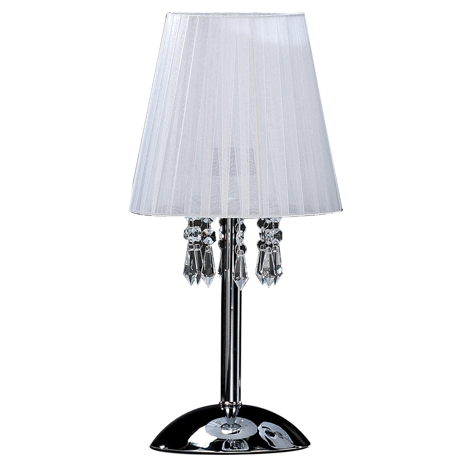 KRISTALL-TISCHLEUCHTE 20/42 cm   - Chromfarben/Weiß, KONVENTIONELL, Glas/Textil (20/42cm)