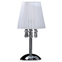 KRISTALL-TISCHLEUCHTE 20/42 cm   - Chromfarben/Weiß, KONVENTIONELL, Glas/Textil (20/42cm)