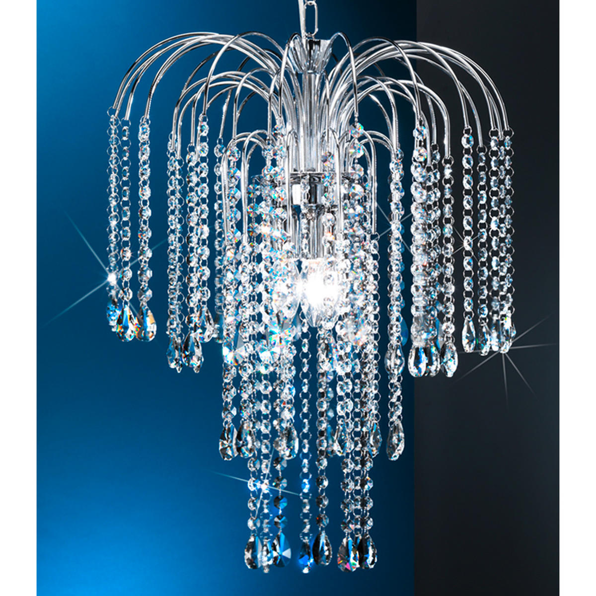 KRISTALL-HÄNGELEUCHTE 40/110/40 cm   - Chromfarben, KONVENTIONELL, Glas/Metall (40/110/40cm)