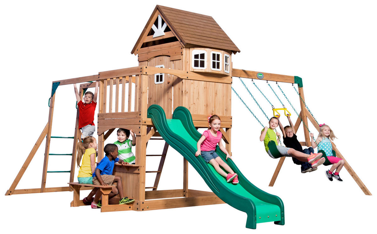 SPIELTURM MONTPELIER 490/470/290 cm  - Braun/Grün, Konventionell, Holz (490/470/290cm)