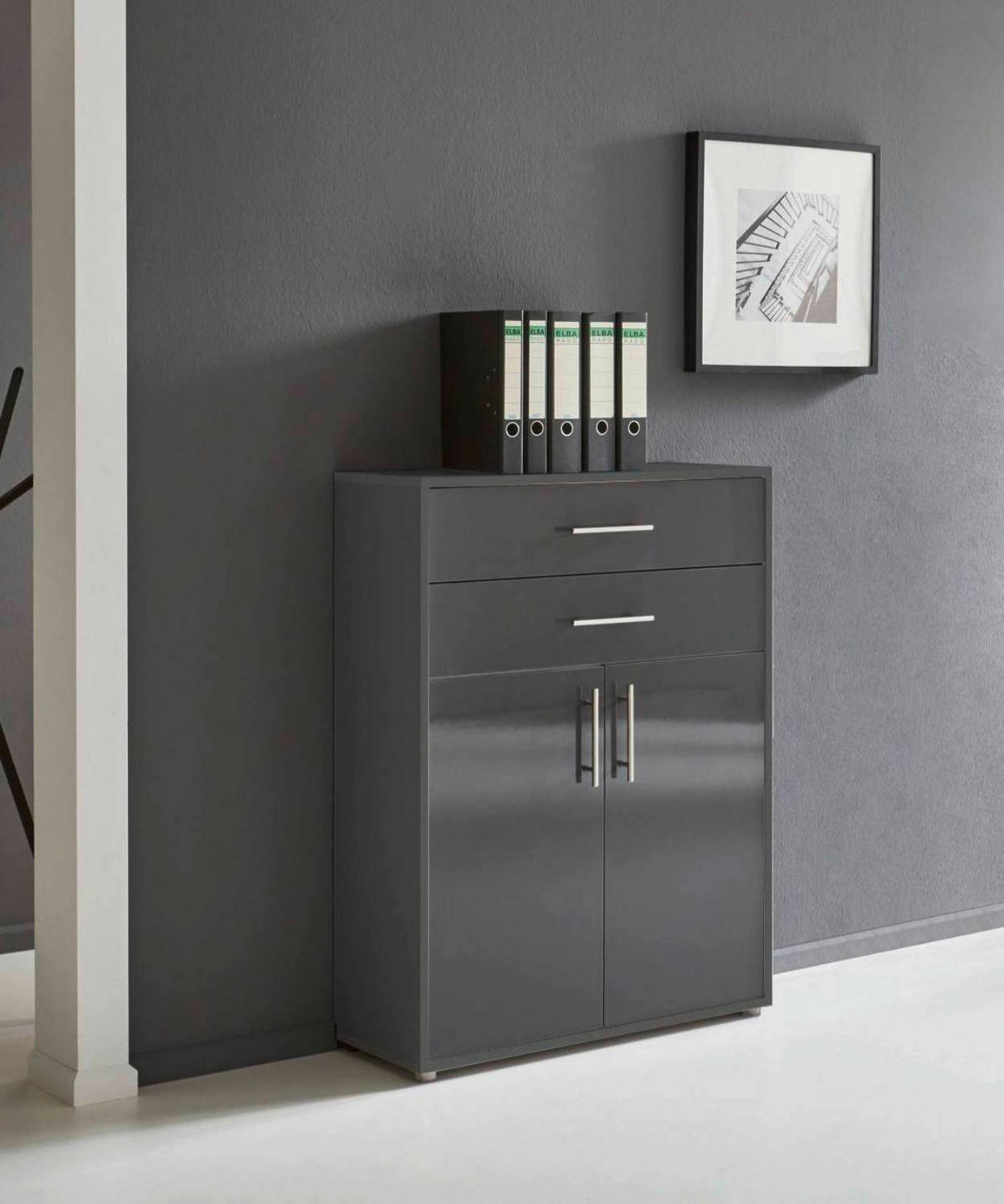 AKTENSCHRANK 84,4/113,6/33 cm  - Anthrazit/Anthrazit Hochglanz, LIFESTYLE, Holzwerkstoff (84,4/113,6/33cm) - MID.YOU