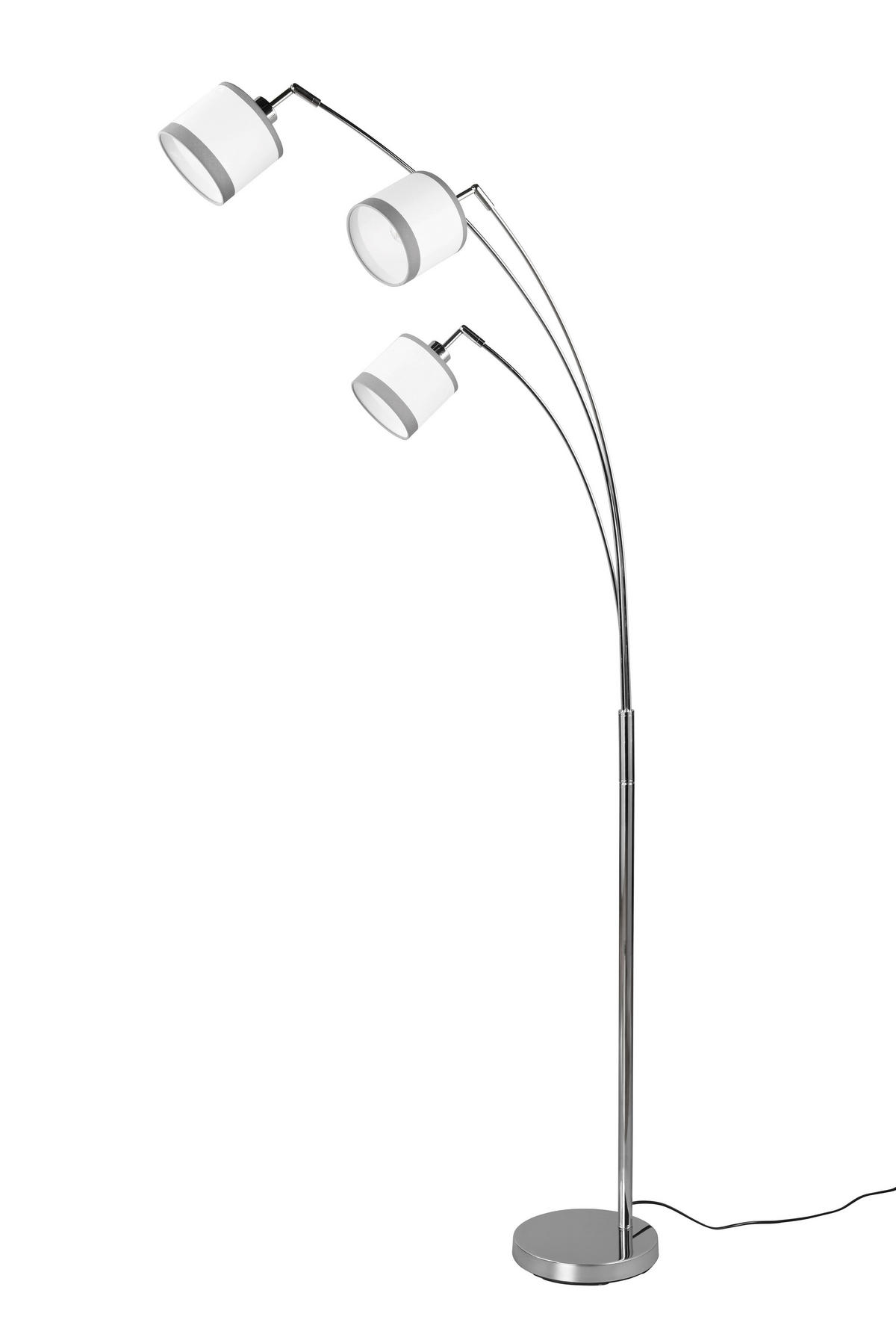 STEHLEUCHTE - Chromfarben/Weiss, Basics, Textil/Metall (12/185cm)