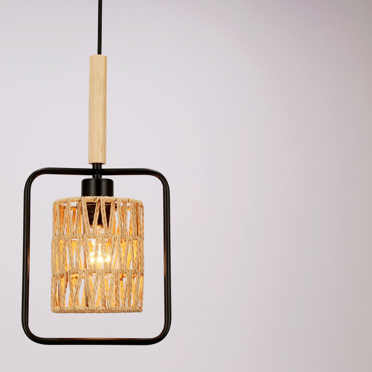 PENDELLAMPA Crown 20/12/110 cm  - beige/svart, Natur, metall/textil (20/12/110cm)