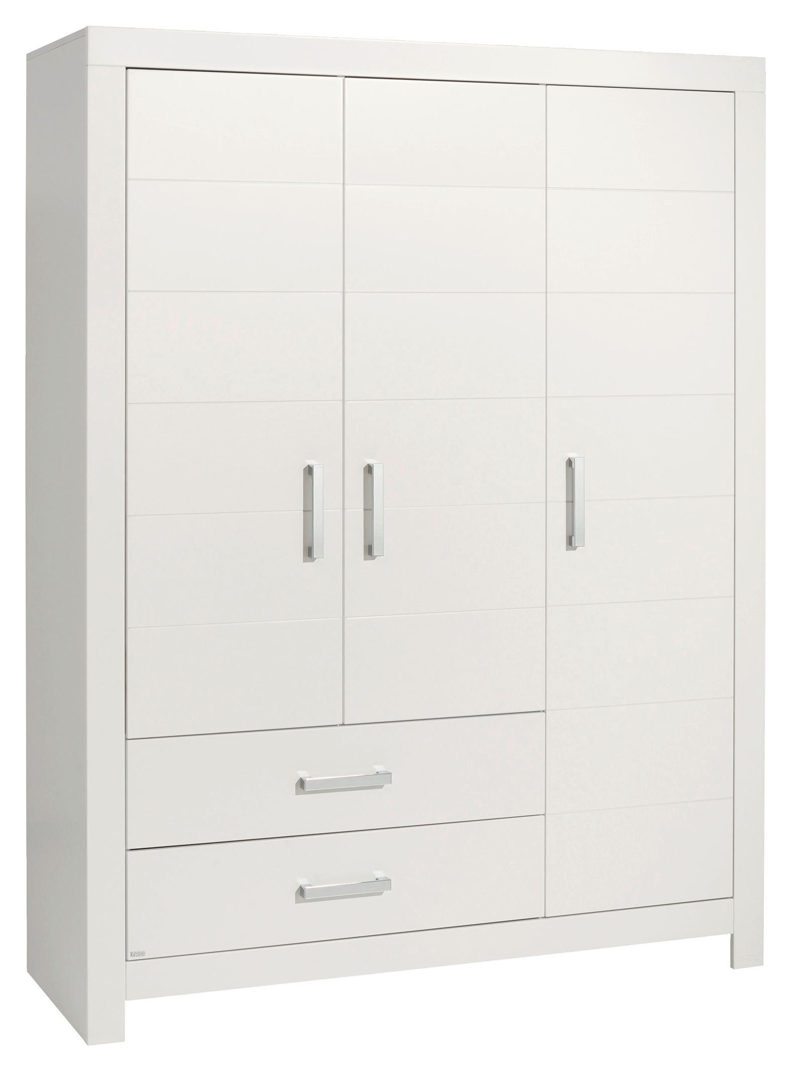KLEIDERSCHRANK 3-türig Weiß  - Chromfarben/Weiß, Design, Holzwerkstoff/Metall (156,8/205,3/55,3cm) - Paidi
