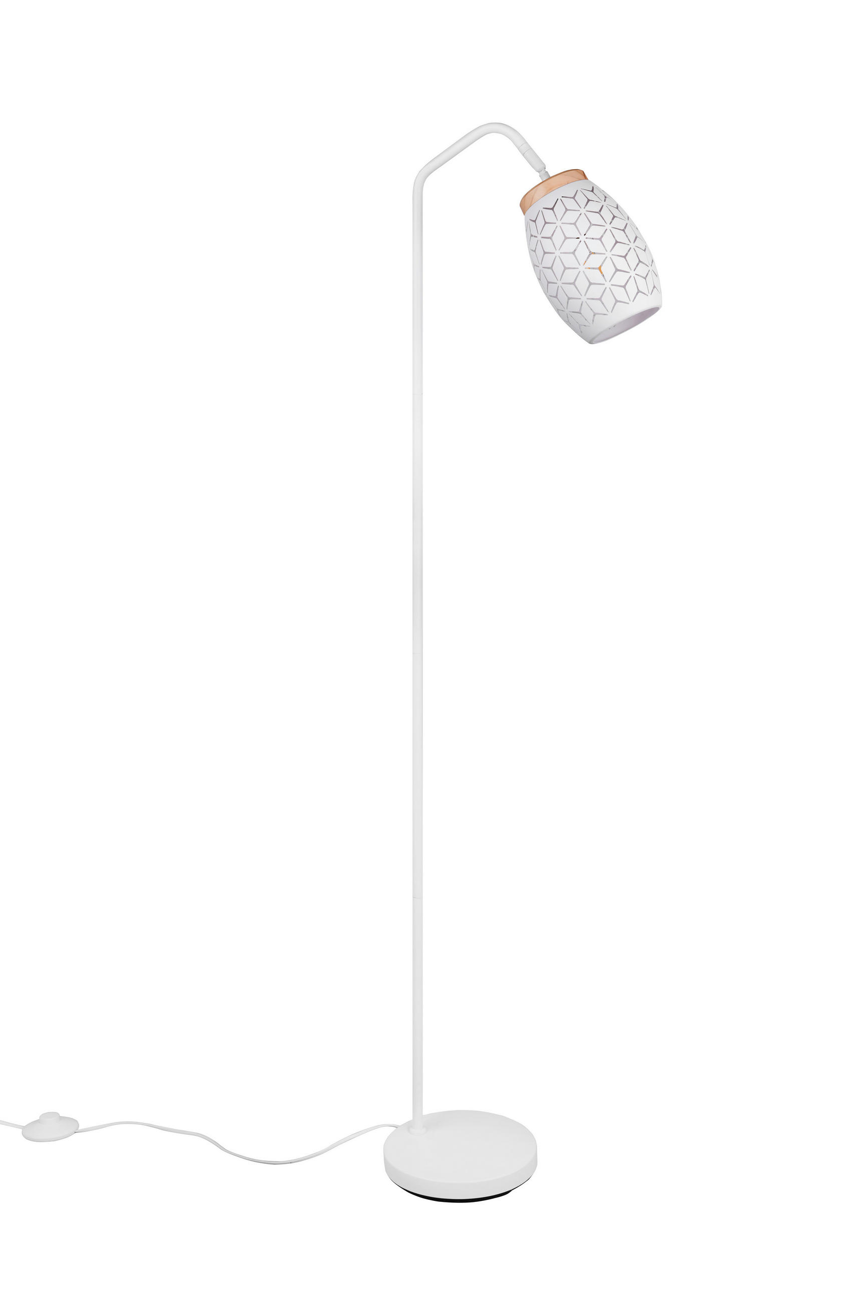 GOLVLAMPA 22/147 cm    - vit/furufärgad, Trend, metall/trä (22/147cm)
