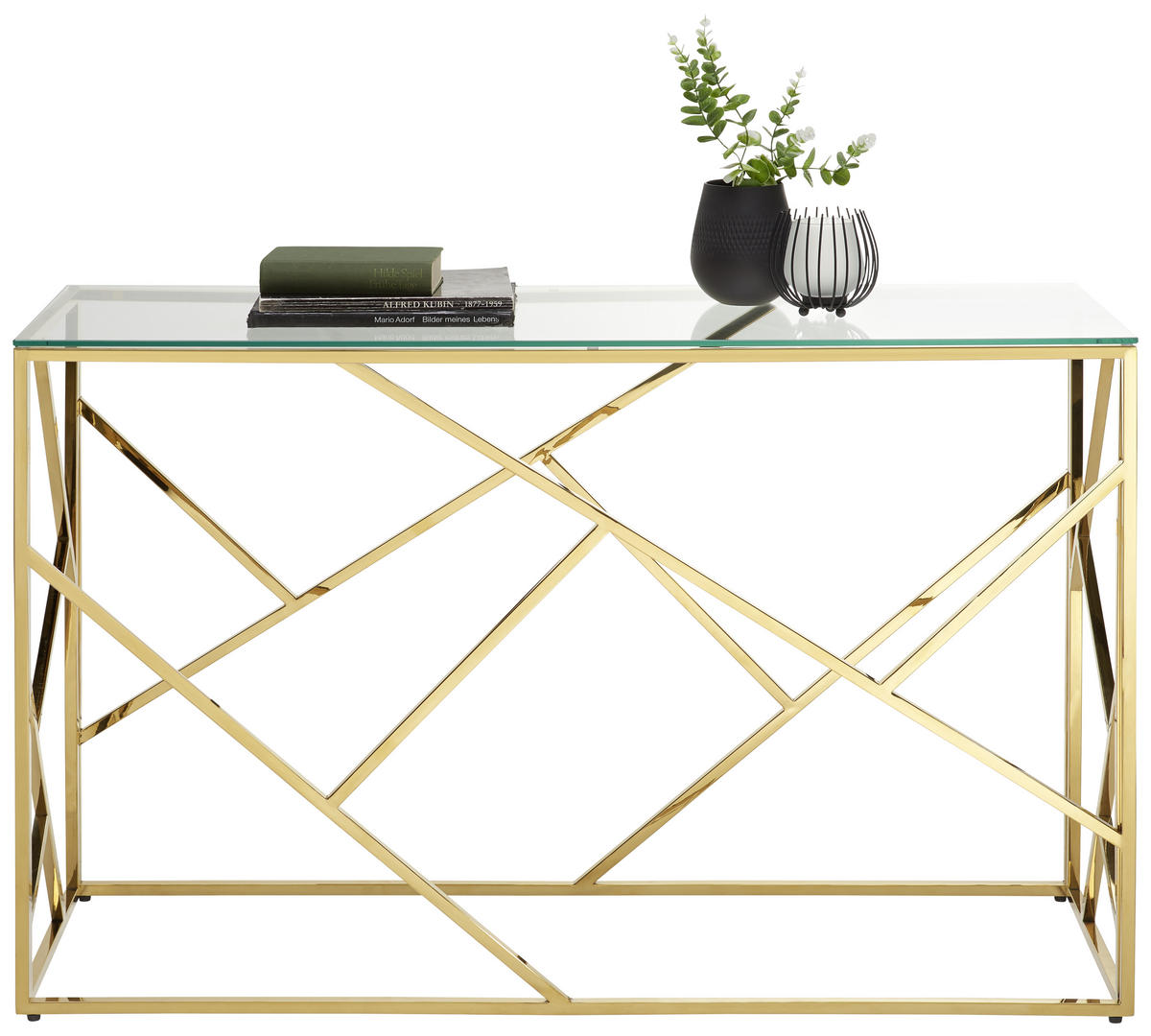 KONSOLENTISCH in Metall, Glas 120/40/78 cm   - Goldfarben, Design, Glas/Metall (120/40/78cm) - Xora
